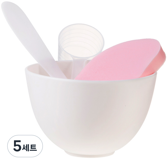 비타할로 모델링 팩 도구 4종 세트(팩볼 + 계량컵 + 스파츌라 대 + 해면), 혼합색상, 5세트