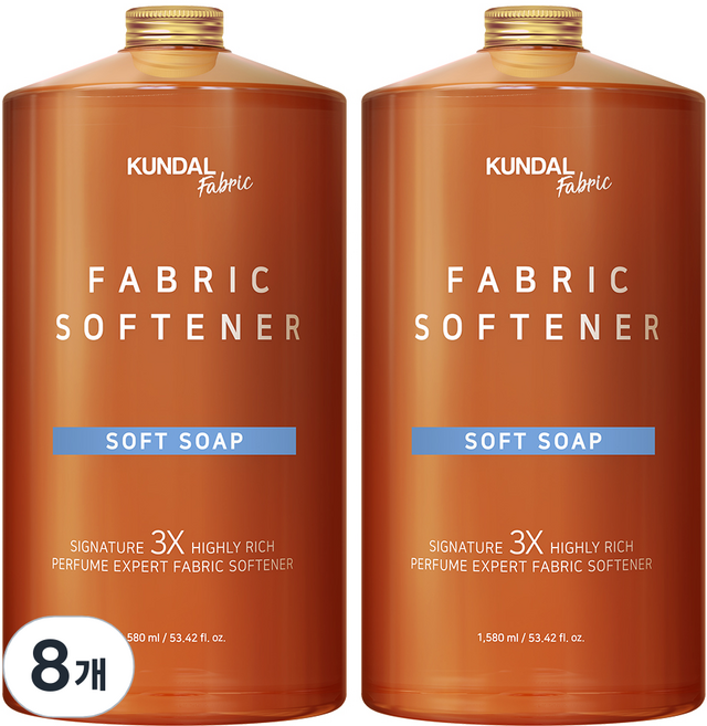 쿤달 초고농축 섬유유연제 소프트솝향 본품, 1.58L, 8개
