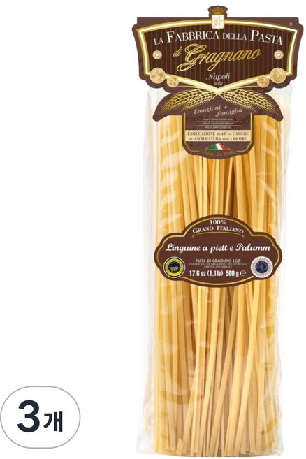 라파브리카델라 디 그라냐노 링기네 파스타, 500g, 3개