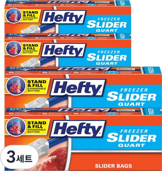 헤프티 슬라이더 냉동 지퍼백 중형 15p x 2개 + 대형 10p x 2개 세트, 혼합, 3세트