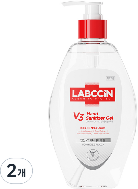 랩신 브이3 새니타이저 겔 손소독제, 500ml, 2개