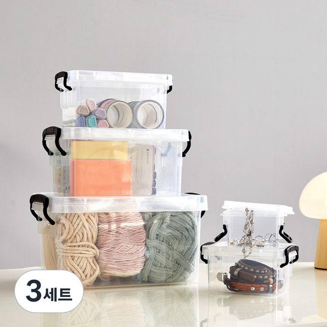 모던하우스 멀티사이즈 미니수납박스 5종 세트, 투명, 3세트