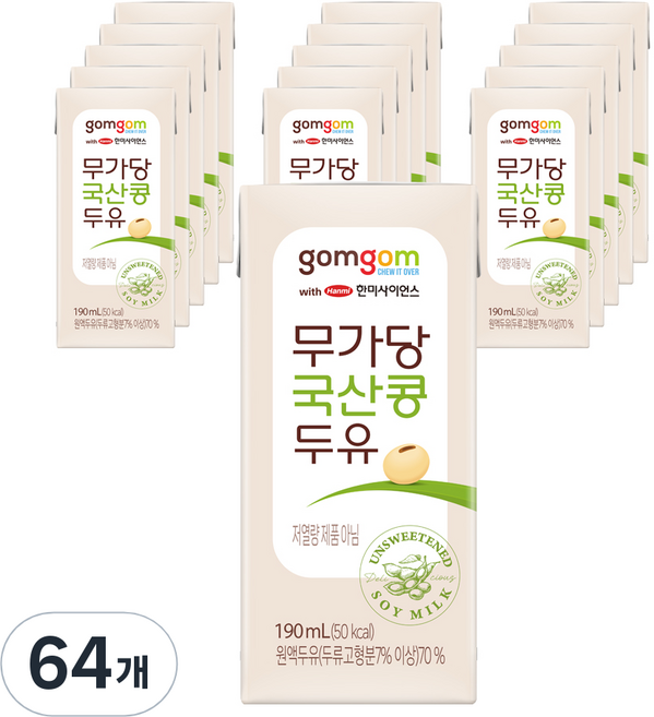 곰곰 무가당 국산콩 두유, 64개, 190ml