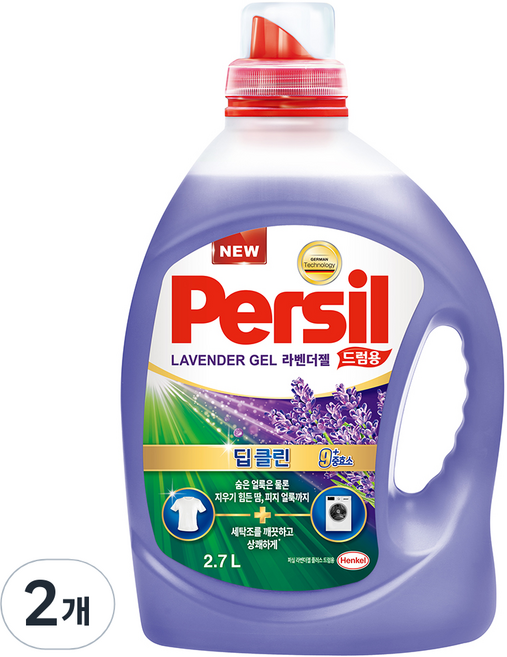 퍼실 라벤더젤 딥클린 플러스 드럼용 액상세제, 2.7L, 2개