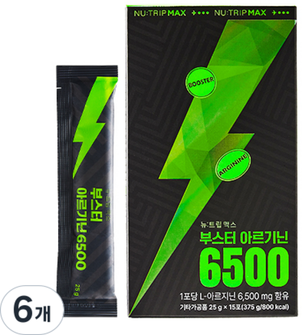 뉴트립 부스터 아르기닌 6500 15p, 6개, 375g