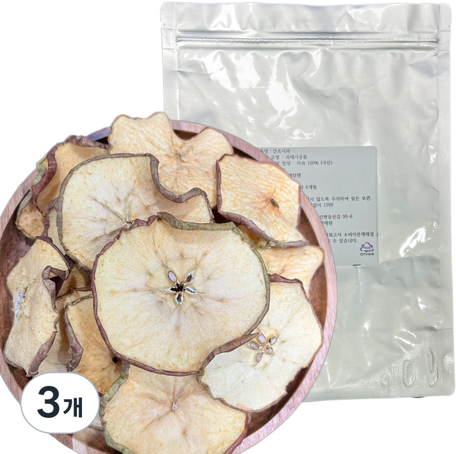 국내산 건조사과, 100g, 3개