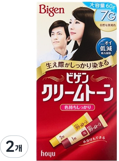 비겐 크림톤 염모제 60g, 7G 자연 흑갈색, 2개 - 쿠팡