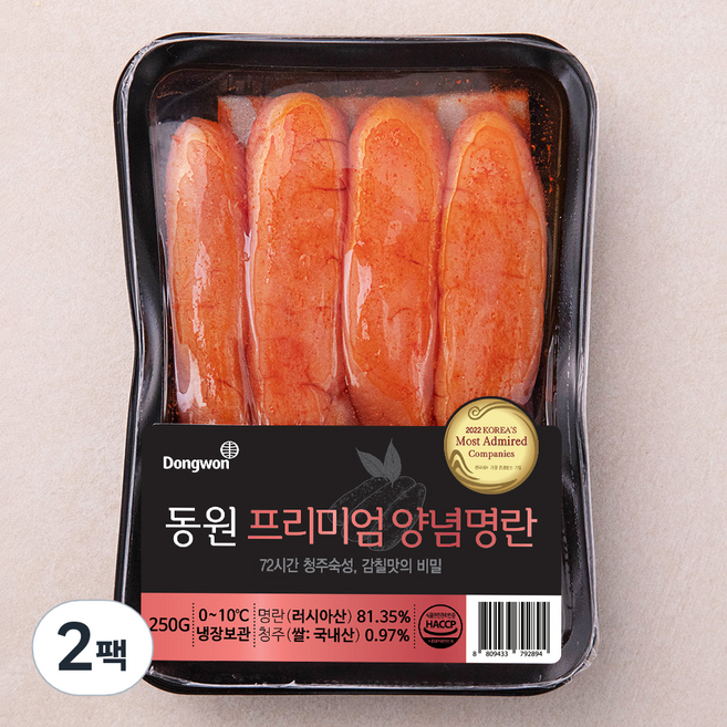 동원산업 프리미엄 양념 명란, 250g, 2팩