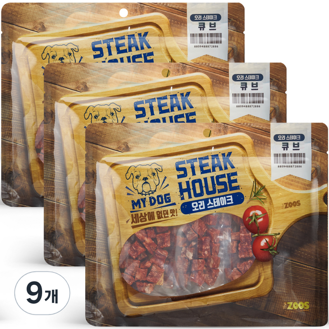 마이독스테이크하우스 강아지 간식, 오리 큐브, 200g, 9개