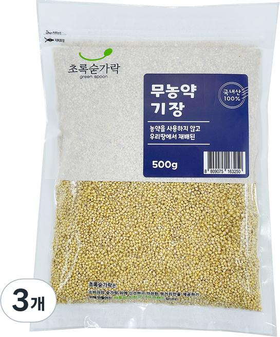 초록숟가락 무농약 기장, 3개, 500g