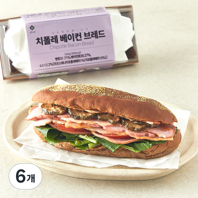 이엘후레쉬 치폴레 베이컨 브레드, 205g, 6개
