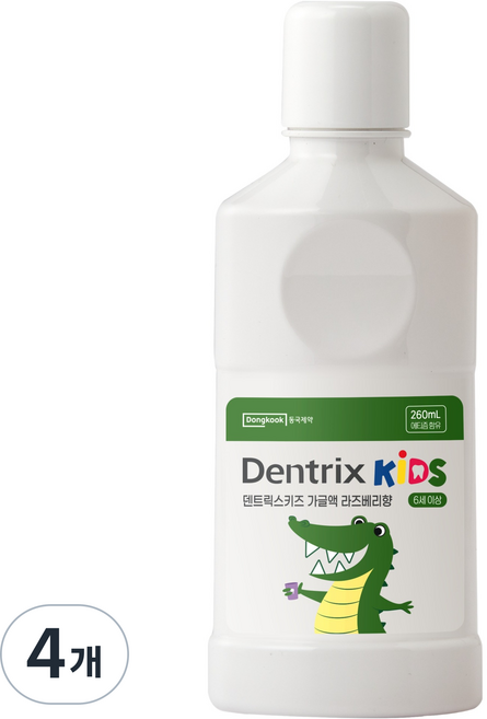 덴트릭스 키즈 동국제약 바른치아 어린이 가글, 260ml, 4개