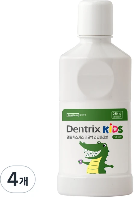 덴트릭스 키즈 동국제약 바른치아 어린이 가글, 260ml, 4개 - 쿠팡