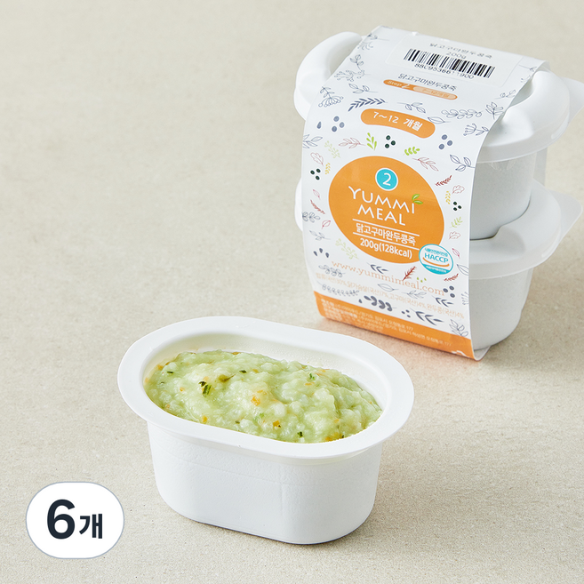 얌이밀 중기 7~12개월 이유식 닭고구마완두콩, 100g, 6개