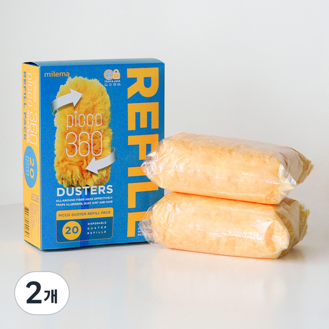 밀레마 피코 더스터 360 양면 흡착 먼지털이 리필 20p, 옐로우, 2개