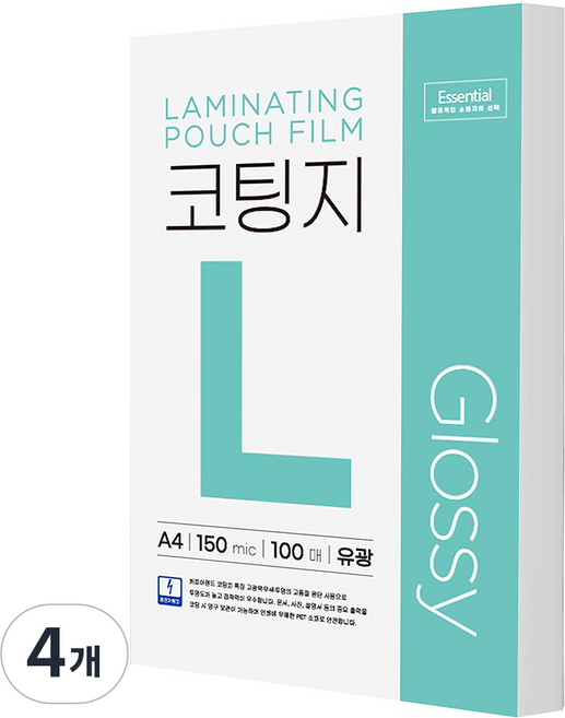 카피어랜드 에센셜 정전기 방지 코팅지 코팅필름 150mic 100p, 4개, A4