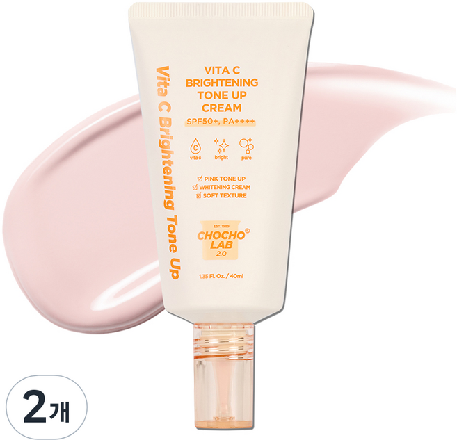 초초스랩2.0 비타씨 브라이트닝 톤업크림 SPF50+ PA++++, 2개, 40ml