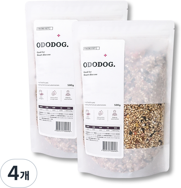 프롬벳 강아지 오도독 건강식 기능성 사료, 심장, 500g, 4개