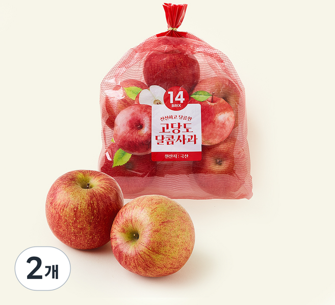 문경농협 고당도 달콤사과 중과 5~6입, 2개, 1.3kg
