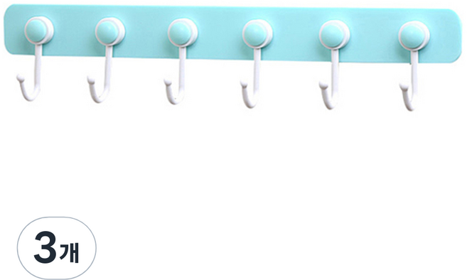 리버그린 깔끔 벽걸이 부착 행거, 블루, 3개