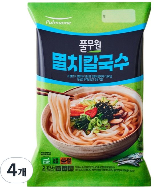 풀무원 멸치칼국수 2인분, 319.6g, 4개