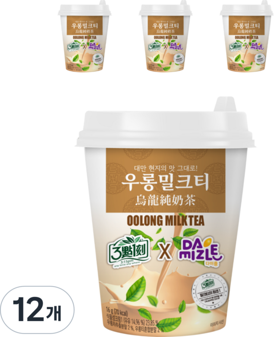 다미즐 3시15분 우롱 밀크티 원컵, 16g, 1개입, 12개