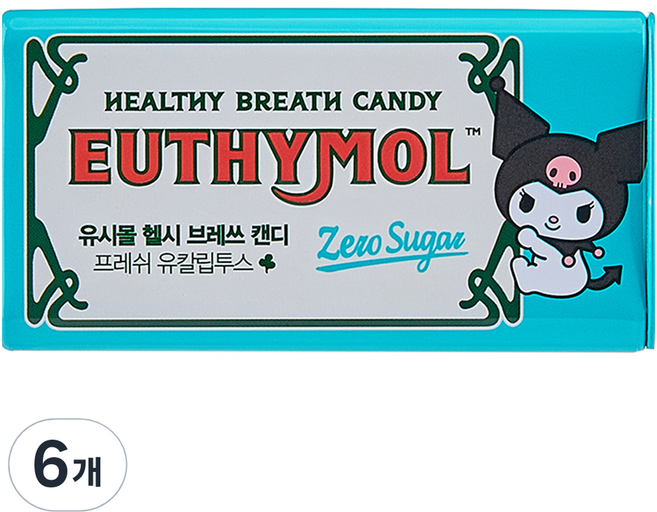 유시몰 헬시브레쓰 프레쉬 유칼립투스 무설탕 자일리톨 캔디, 34g, 6개