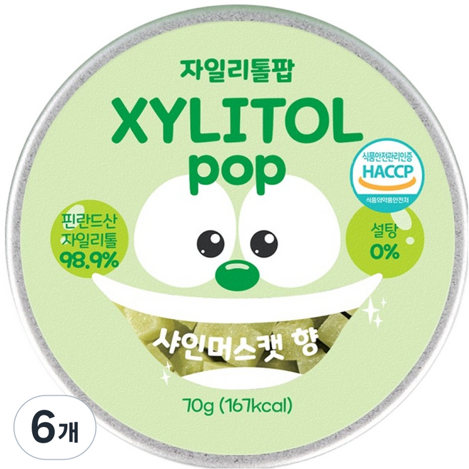 자일리톨팝 틴케이스 샤인머스캣, 70g, 6개
