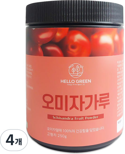 헬로우그린 오미자 가루, 250g, 4개
