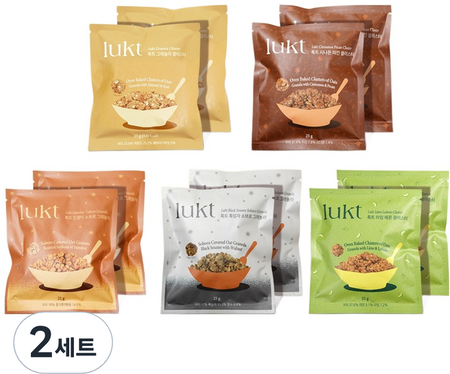 룩트 그래놀라 클래스터 시리얼 5종 x 2p 세트, 25g, 2개