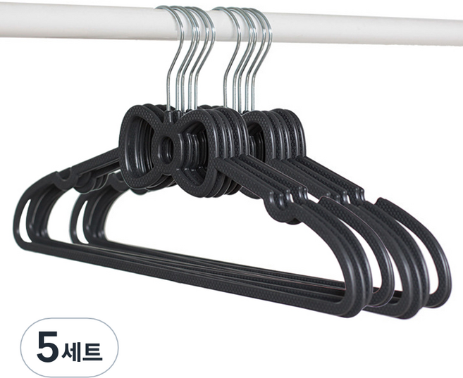 머니풀 리본 포인트 미끄럼방지 옷걸이 10p 세트, 블랙, 5세트