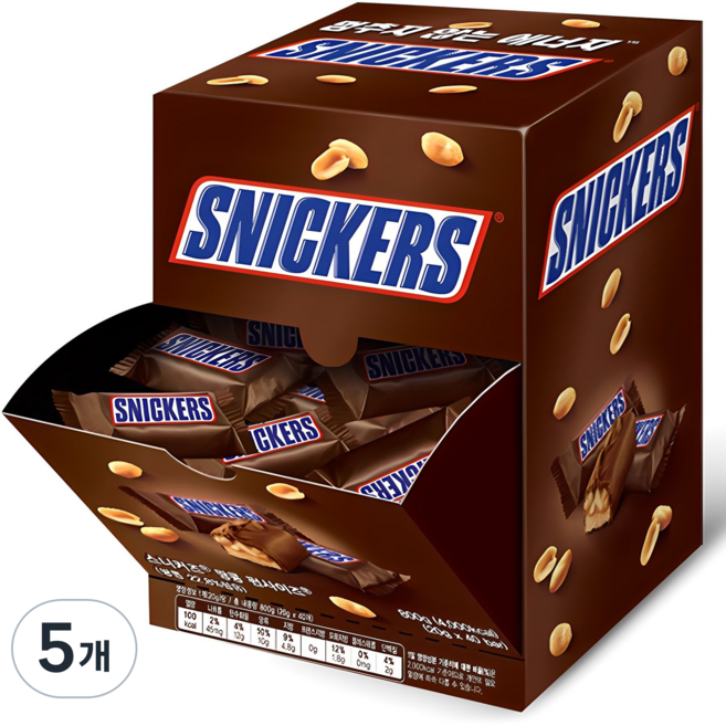 스니커즈 땅콩 초코바 펀사이즈, 800g, 5개