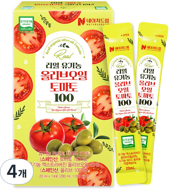 네이처드림 리얼 유기농 올리브오일 토마토100 14p, 280ml, 4개
