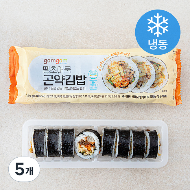 곰곰 땡초 어묵 곤약김밥 (냉동), 220g, 5개