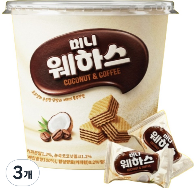 미니웨하스 코코넛커피맛, 3개, 168g