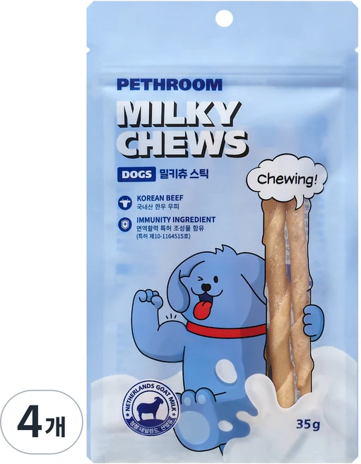 페스룸 강아지 밀키츄, 35g, 4개, 혼합맛(우피/산양유) - 쿠팡