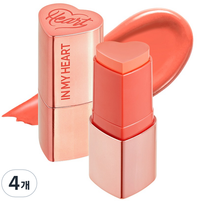 터치인솔 프리티필터 인마이하트 스틱 블러셔 6g, 선셋코랄, 4개