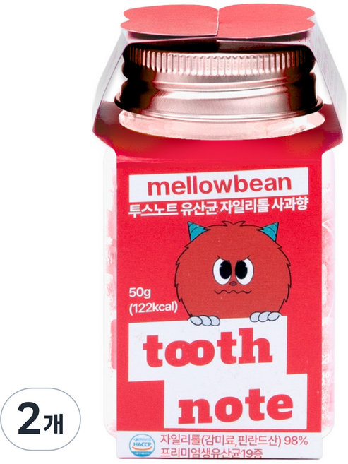 투스노트 유산균 자일리톨 캔디 사과향, 50g, 2개