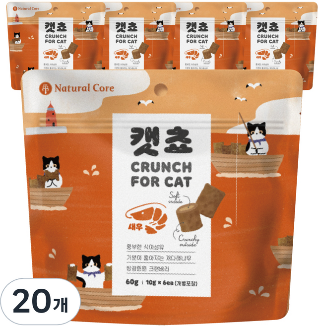 네츄럴코어 캣쵸 고양이 간식, 새우맛, 60g, 20개