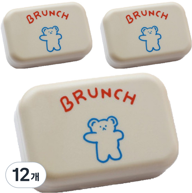 소울리치 심플 콘텍트렌즈 케이스, 브런치베어 베이지, 12개