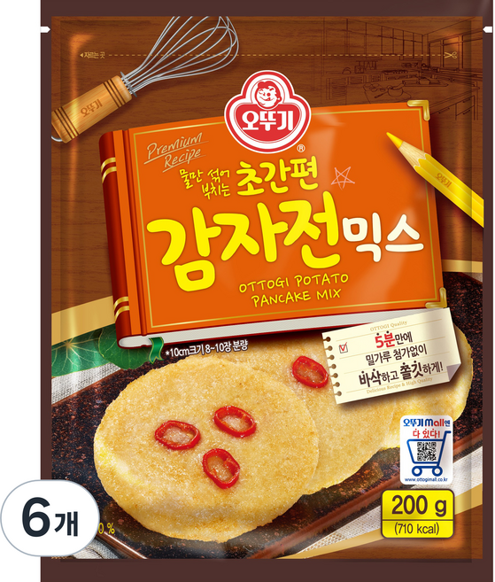 오뚜기 초간편 감자전믹스, 200g, 6개