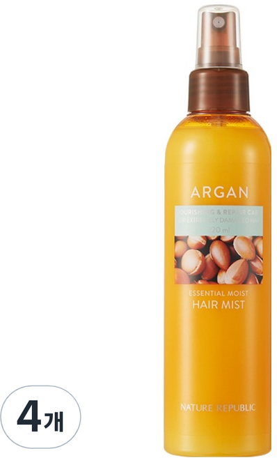 네이처리퍼블릭 아르간 에센셜 수분 헤어 미스트, 220ml, 4개