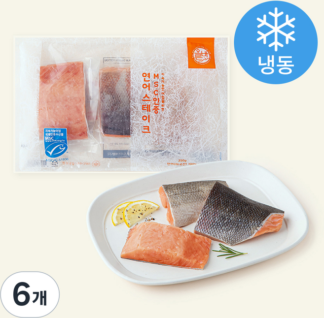 올바른 수산 냉동 연어 스테이크 (냉동), 350g, 6개
