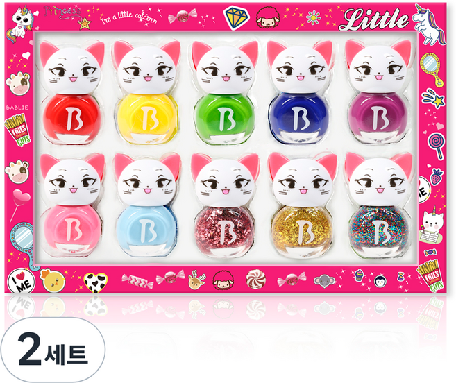 Bobble Kids 美甲貓兒童美甲禮品套組 10p, 混合色, 2套