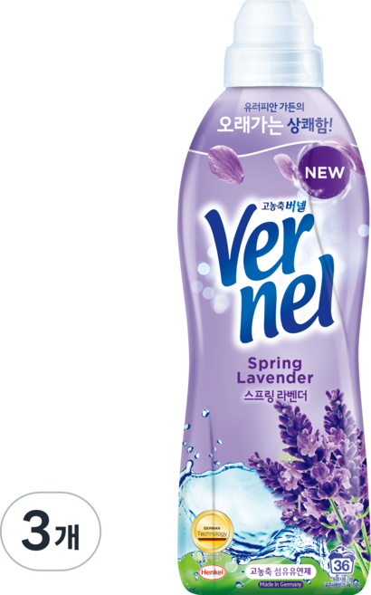 버넬 섬유유연제 스프링라벤더 본품, 900ml, 3개