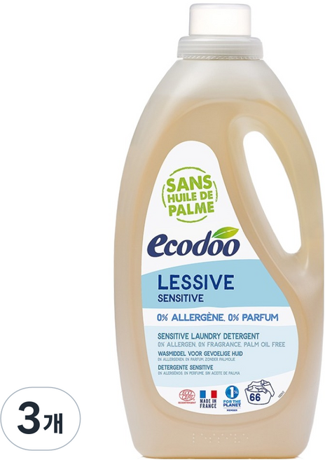 에코두 세탁세제 센서티브 무향, 3개, 2L