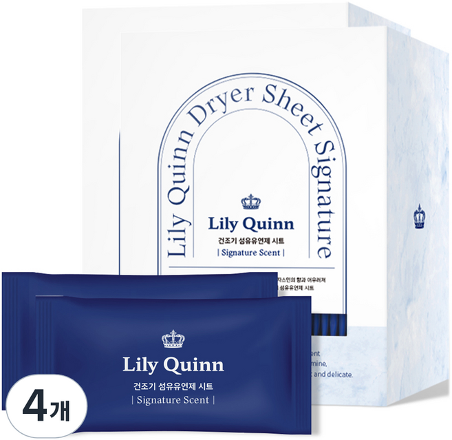 릴리퀸 프리미엄 건조기 섬유유연제 시트 시그니처 본품, 4개, 40개입
