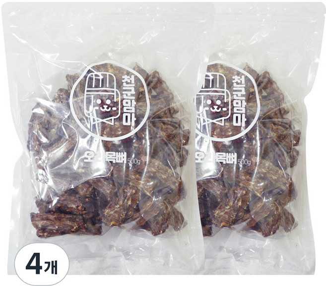 천군맘마 강아지 간식, 오리, 500g, 4개