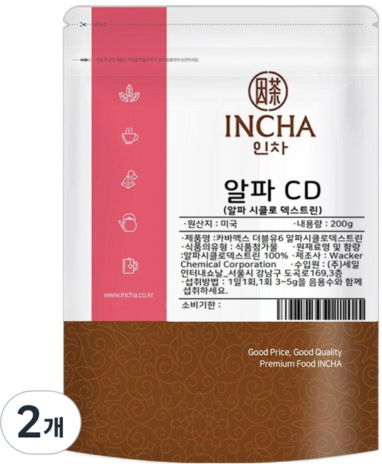 인차 알파 CD 알파 시클로 덱스트린 분말, 200g, 2개