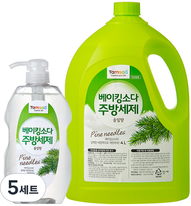 탐사 베이킹소다 주방세제 4L+780ml 세트, 4780ml, 5세트